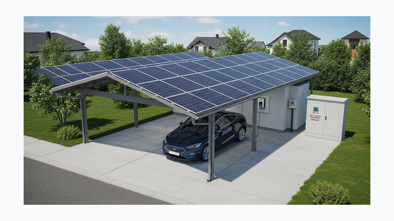 Сонячний навіс для авто: зарядка електромобіля від СЕС - стаття SolarProm