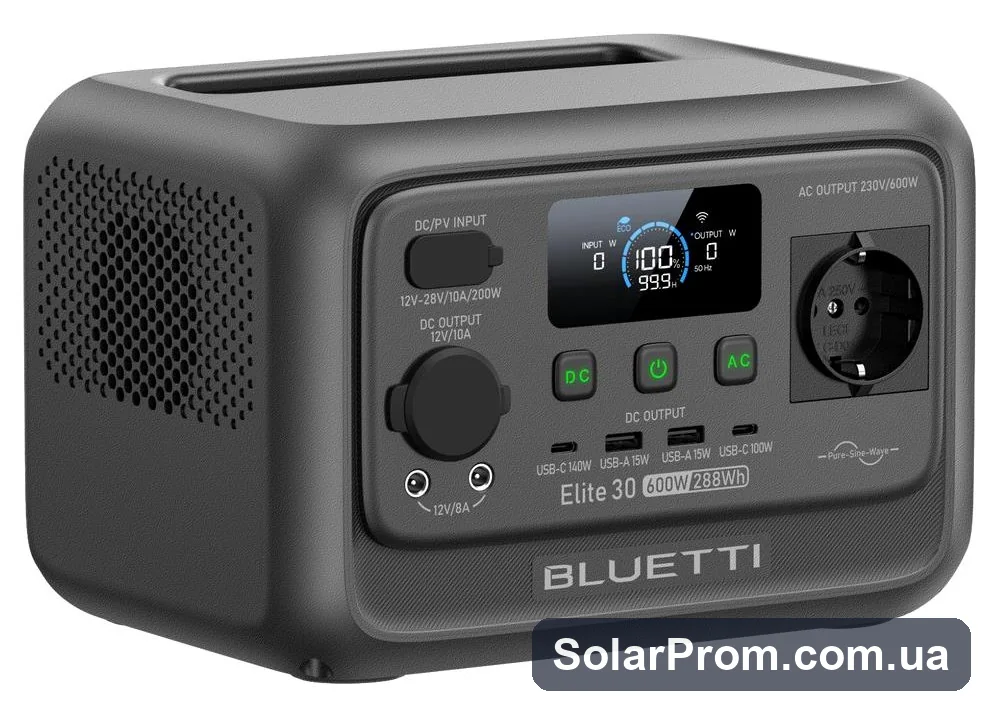 Портативна зарядна станція Bluetti Elite 30 V2 (600 Вт, 288 Вт·год, LiFePO4) в каталозі SolarProm