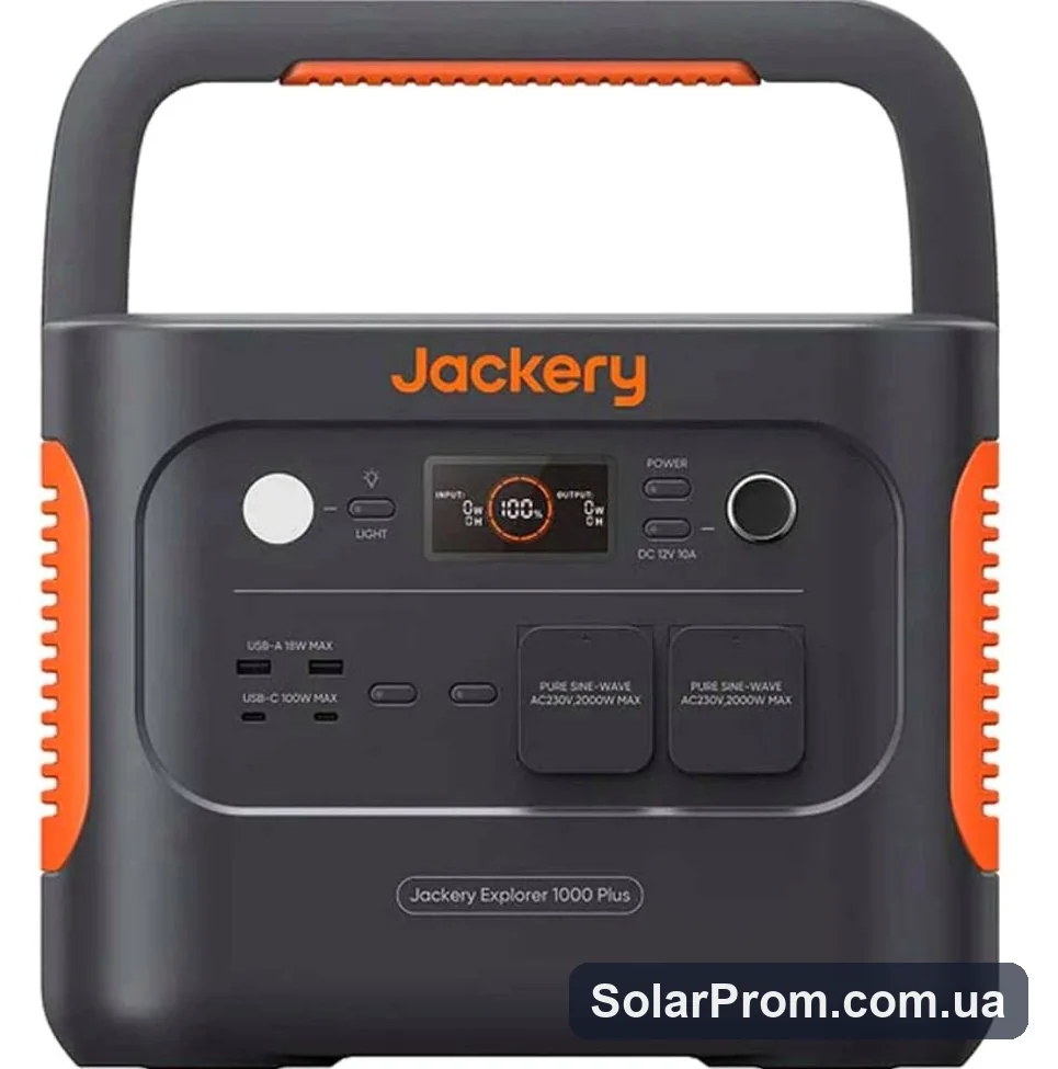 Портативна зарядна станція Jackery Explorer 1000 Plus (1264 Вт·год, 2000 Вт, LiFePO4) в каталозі SolarProm