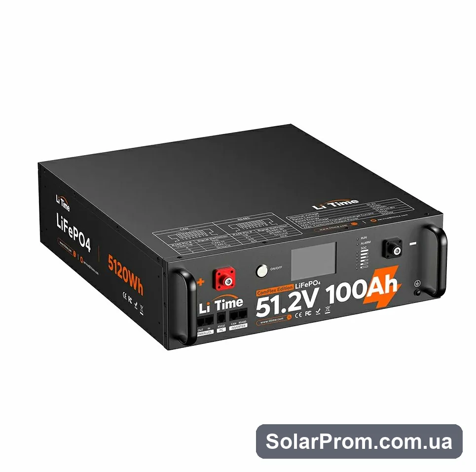 Акумулятор LiTime LiFePO4 51.2V 100Ah ComFlex Edition (BMS 100A, 5120 Вт·год) в каталозі SolarProm