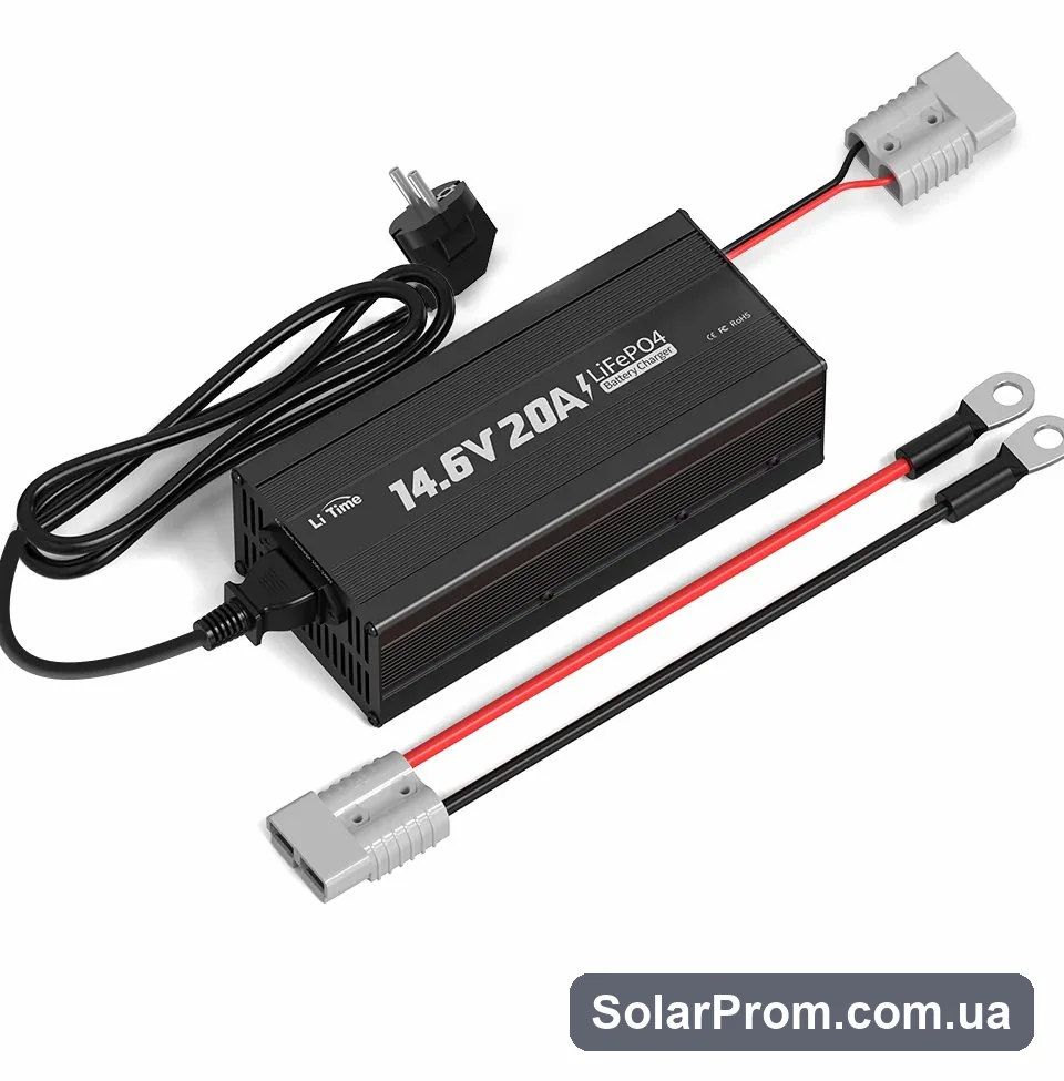 Зарядний пристрій LiTime 14.6V 20A для LiFePO4 12V (L12V20A-BCHA-X) в каталозі SolarProm