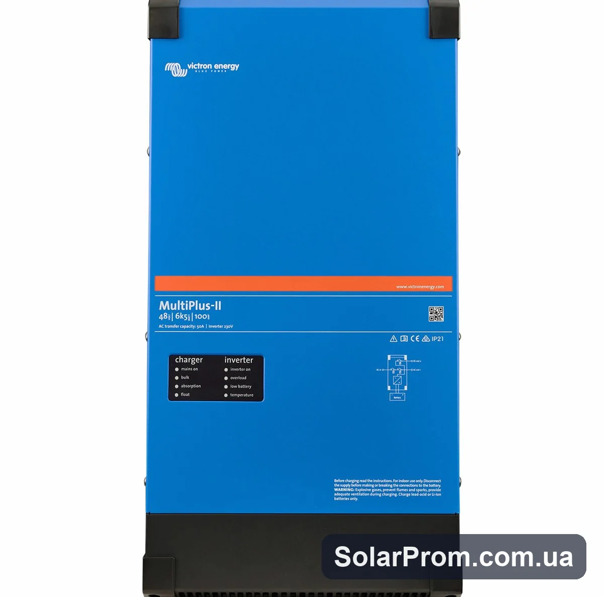 Інвертор гібридний Victron Energy MultiPlus-II 48/6k5/100-50 (6 кВт, 1 фаза, без MPPT) в каталозі SolarProm