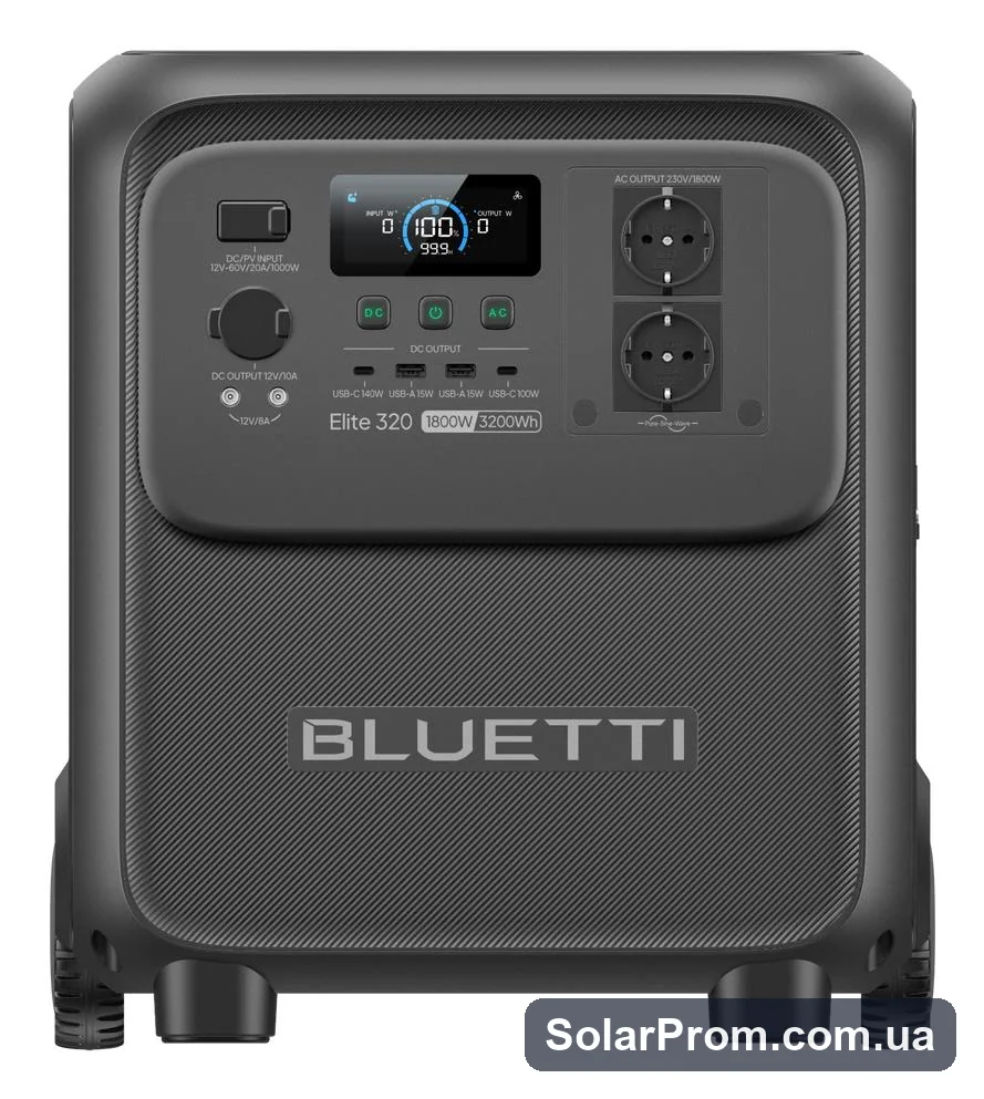 Портативна зарядна станція Bluetti Elite 320 (1800 Вт, 3200 Вт·год, LiFePO4) в каталозі SolarProm