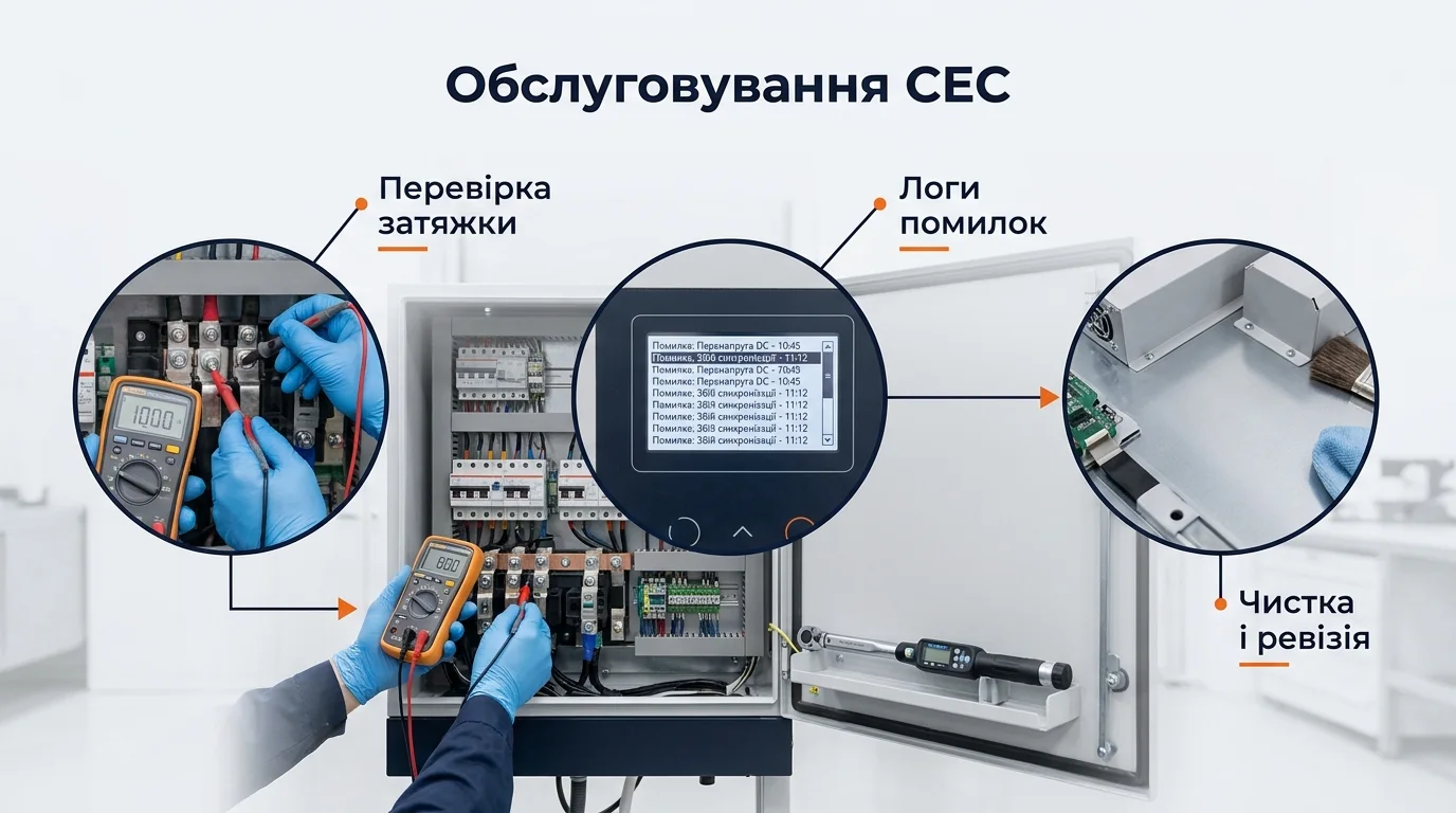 Інфографіка: Обслуговування СЕС: чистка панелей, ревізія і продовження ресурсу
